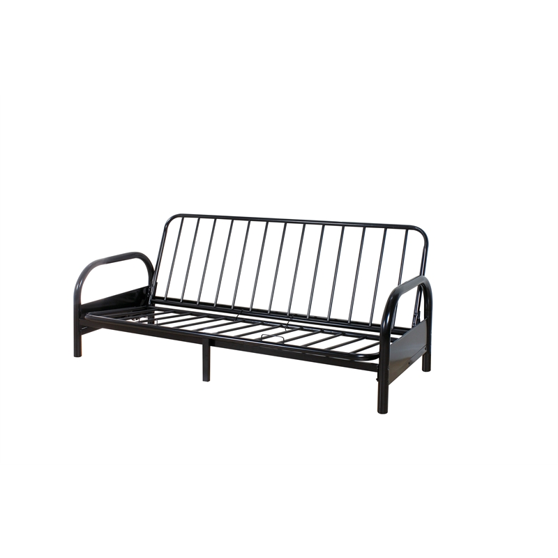 Bowery Hill Adjustable Futon Frame in Black Metal for Full-Size Mattress
