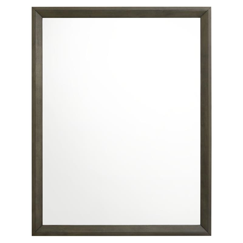 Bowery Hill Horizontal Dresser Mirror with Wooden Frame in Gray