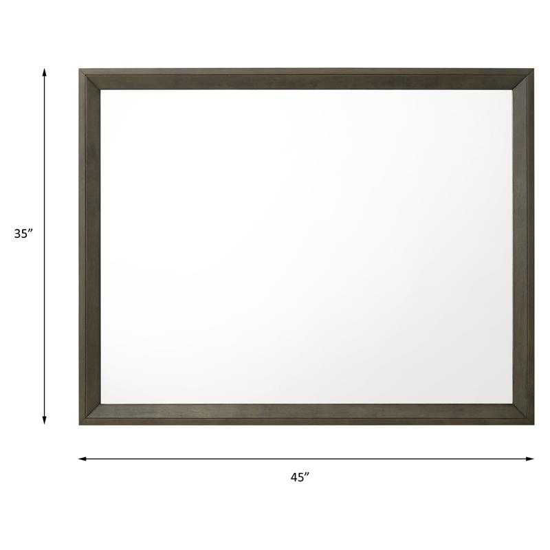 Bowery Hill Horizontal Dresser Mirror with Wooden Frame in Gray