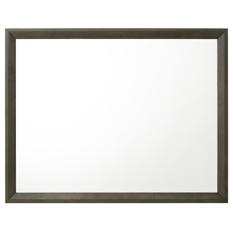 Bowery Hill Horizontal Dresser Mirror with Wooden Frame in Gray