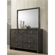 Bowery Hill Horizontal Dresser Mirror with Wooden Frame in Gray