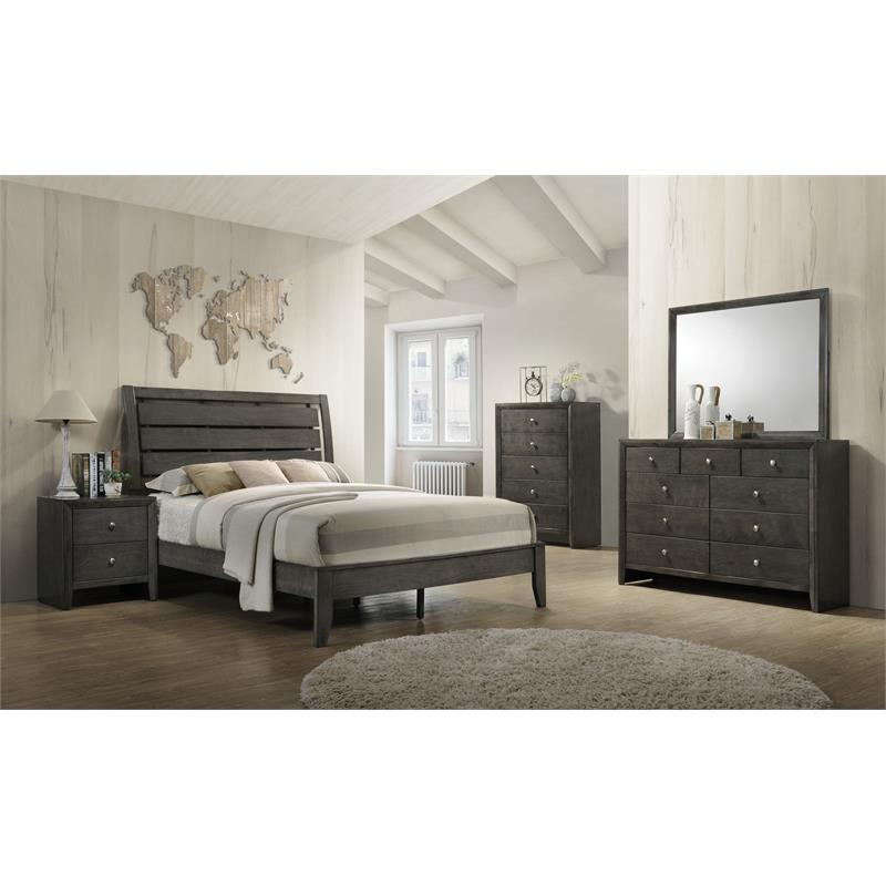 Bowery Hill Horizontal Dresser Mirror with Wooden Frame in Gray