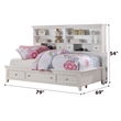 Bowery Hill Daybed with 3 Drawer Storage in White Wood Finish