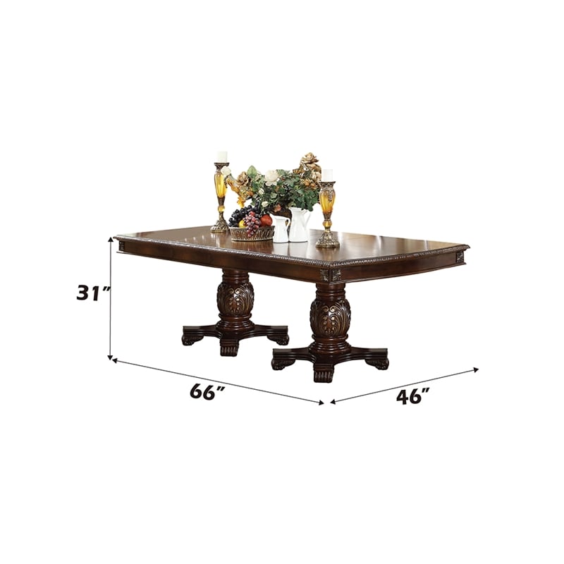Bowery Hill Double Pedestal Dining Table with Decorative Base in Espresso