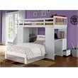 Bowery Hill Solid Wood Loft Bed in White with Bookcase Ladder Storage