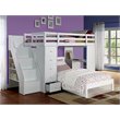 Bowery Hill Solid Wood Loft Bed in White with Bookcase Ladder Storage