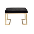 Bowery Hill Rectangular Ottoman with Padded Black Seat and Champagne Base