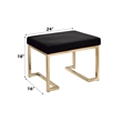 Bowery Hill Rectangular Ottoman with Padded Black Seat and Champagne Base