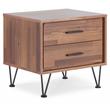 Bowery Hill 2-Drawer Nightstand with 'V' Shaped Metal Legs in Walnut