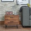 Bowery Hill 2-Drawer Nightstand with 'V' Shaped Metal Legs in Walnut