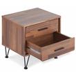Bowery Hill 2-Drawer Nightstand with 'V' Shaped Metal Legs in Walnut