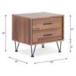 Bowery Hill 2-Drawer Nightstand with 'V' Shaped Metal Legs in Walnut