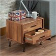 Bowery Hill 2-Drawer Nightstand with 'V' Shaped Metal Legs in Walnut