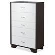 Bowery Hill Wooden Rectangular Chest with 5 Drawers in White and Espresso