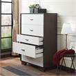 Bowery Hill Wooden Rectangular Chest with 5 Drawers in White and Espresso