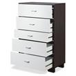Bowery Hill Wooden Rectangular Chest with 5 Drawers in White and Espresso