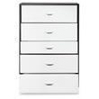 Bowery Hill Wooden Rectangular Chest with 5 Drawers in White and Espresso