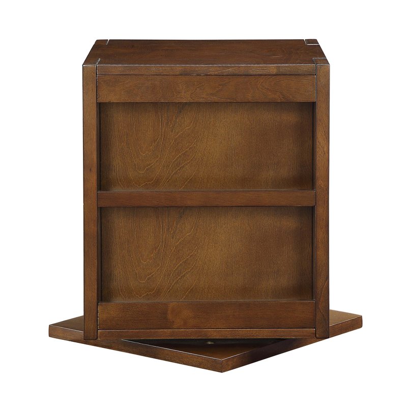 Bowery Hill Swivel Square Wooden End Table with Storage in Espresso