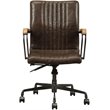 Bowery Hill Leather Adjustable Swivel Office Chair in Chocolate