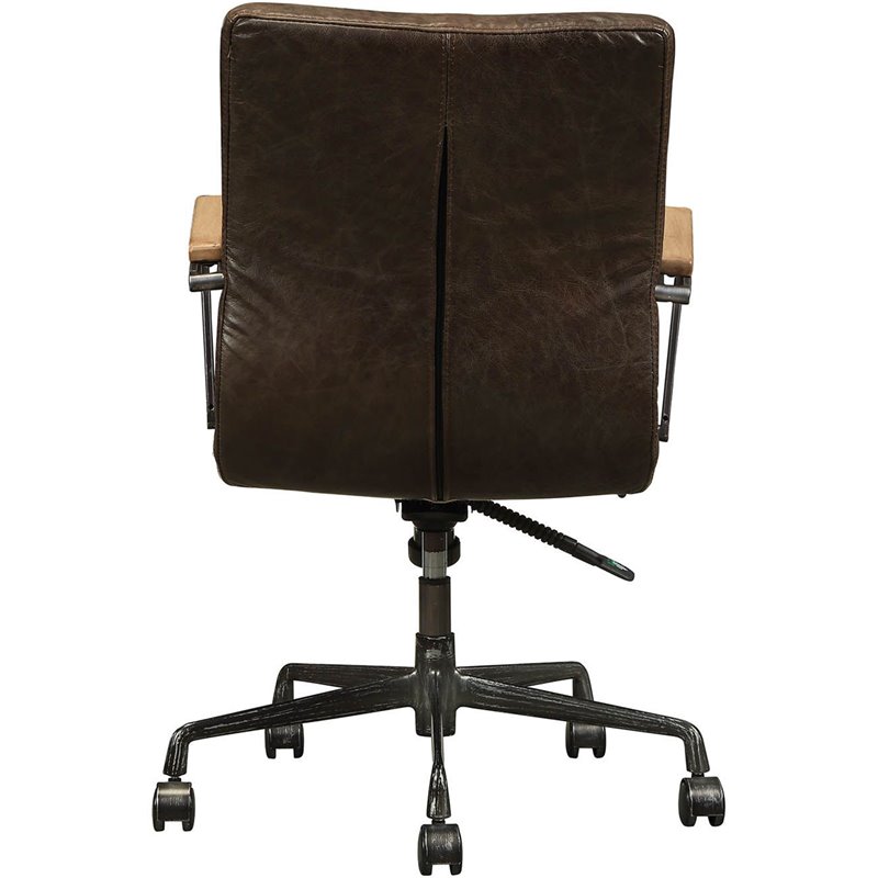 Bowery Hill Leather Adjustable Swivel Office Chair in Chocolate