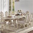 Bowery Hill Extendable Pedestal Dining Table in Antique White Seats 8+