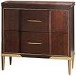 Bowery Hill 2 Drawer Nightstand in Cherry with Gold Metal Trim