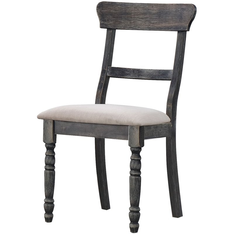 Bowery Hill Linen Side Chairs in Light Brown and Weathered Gray