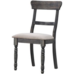 Bowery Hill Linen Side Chairs in Light Brown and Weathered Gray
