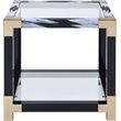 Bowery Hill Square Glass Top End Table with Storage Shelf in White Brushed