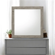 Bowery Hill Square Mirror with Wooden Frame in Light Gray Finish