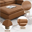 Bowery Hill Ottoman in Brown Genuine Leather with Wooden Inner Frame