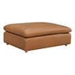 Bowery Hill Ottoman in Brown Genuine Leather with Wooden Inner Frame