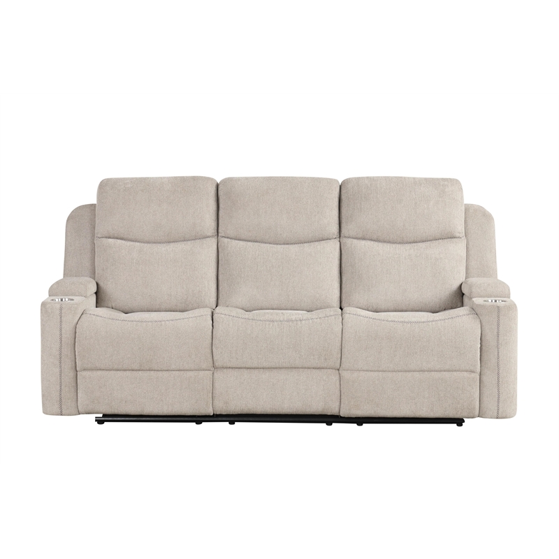 Bowery Hill Motion Sofa in Light Gray Chenille with Storage Armrests