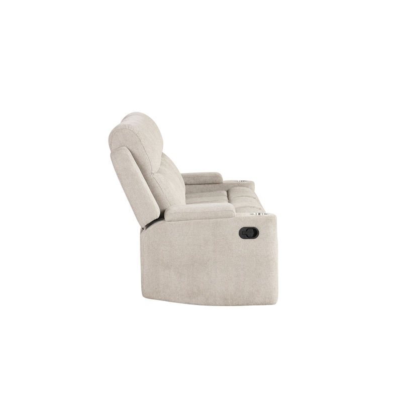 Bowery Hill Motion Sofa in Light Gray Chenille with Storage Armrests