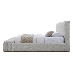 Bowery Hill Eastern King Upholstered Bed with Footboard Storage in Gray