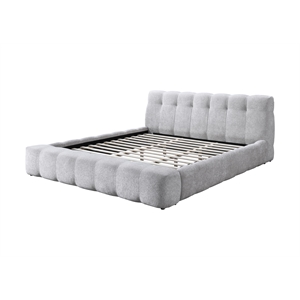 Bowery Hill Eastern King Chenille Bed with Tufted Headboard in Gray
