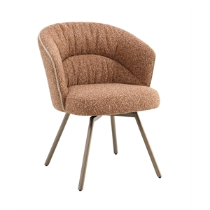 Bowery Hill Side Chair Set of 2 in Rust Orange Boucle with Metal Legs