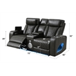 Bowery Hill Power Motion Loveseat with Quilted Microfiber in Dark Gray