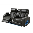 Bowery Hill Power Motion Loveseat with Quilted Microfiber in Dark Gray