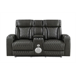 Bowery Hill Power Motion Loveseat with Quilted Microfiber in Dark Gray