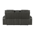 Bowery Hill Power Motion Loveseat with Quilted Microfiber in Dark Gray