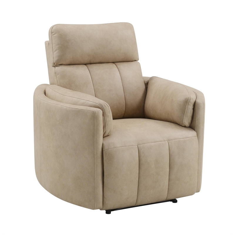Bowery Hill Motion Glider Recliner with Swivel in Beige Microfiber