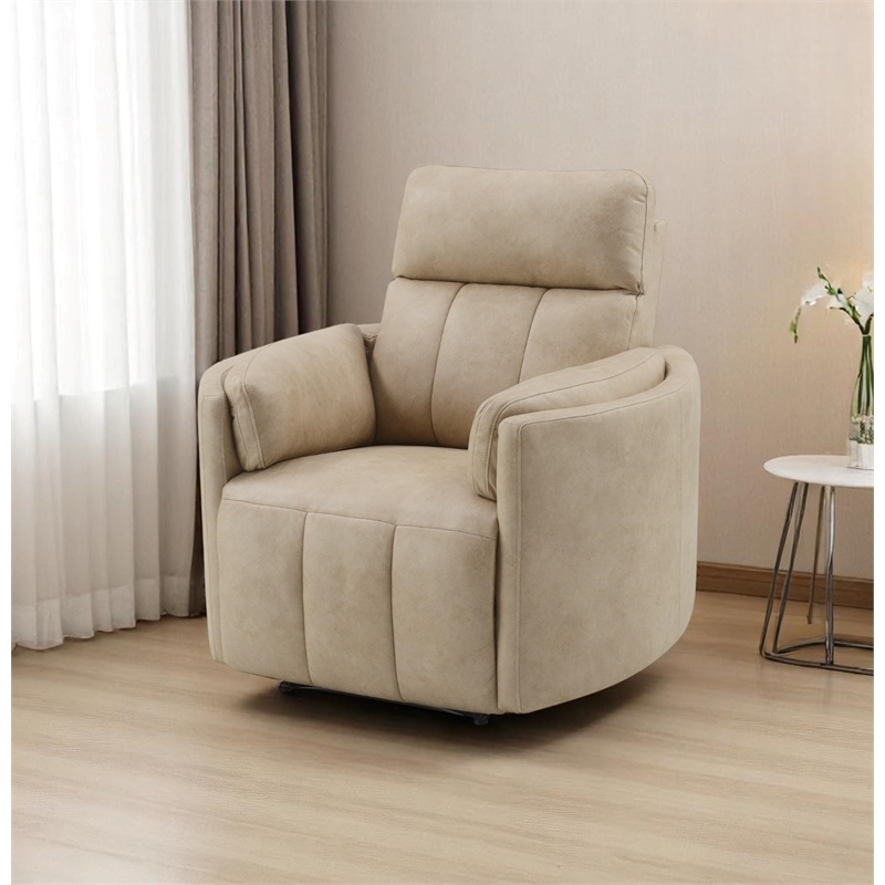 Bowery Hill Motion Glider Recliner with Swivel in Beige Microfiber