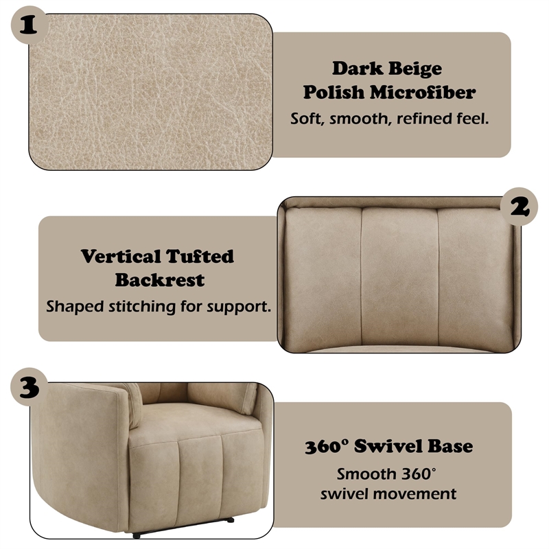 Bowery Hill Motion Glider Recliner with Swivel in Beige Microfiber