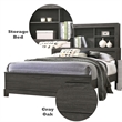 Bowery Hill Queen Storage Bed with Bookcase Headboard in Gray Oak
