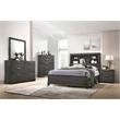 Bowery Hill Queen Storage Bed with Bookcase Headboard in Gray Oak
