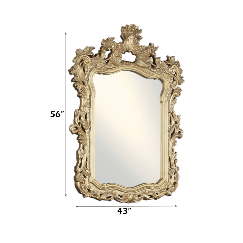 Bowery Hill Mirror with Hollow-Carved Floral and Scroll Design in Gold