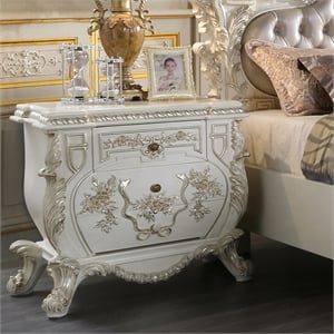 Bowery Hill Antique White Nightstand with Felt-Lined Drawers