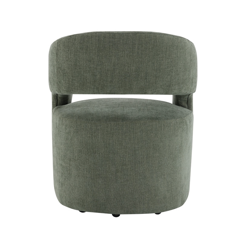Bowery Hill Arm Chair with Casters and Green Linen Upholstery