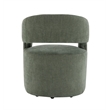 Bowery Hill Arm Chair with Casters and Green Linen Upholstery